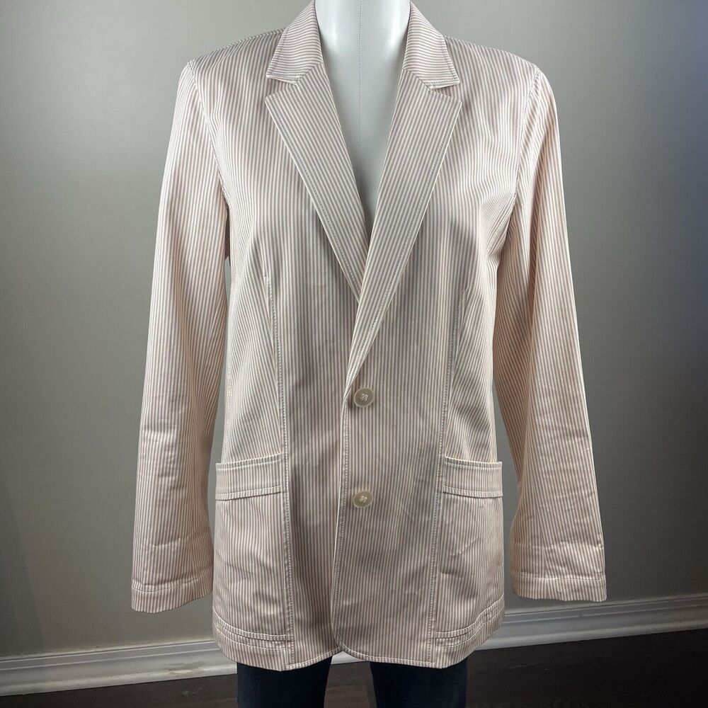 Lafayette 148 Classic Blazer Size 8 Quiet Luxury Pinstriped 2 Button Retro